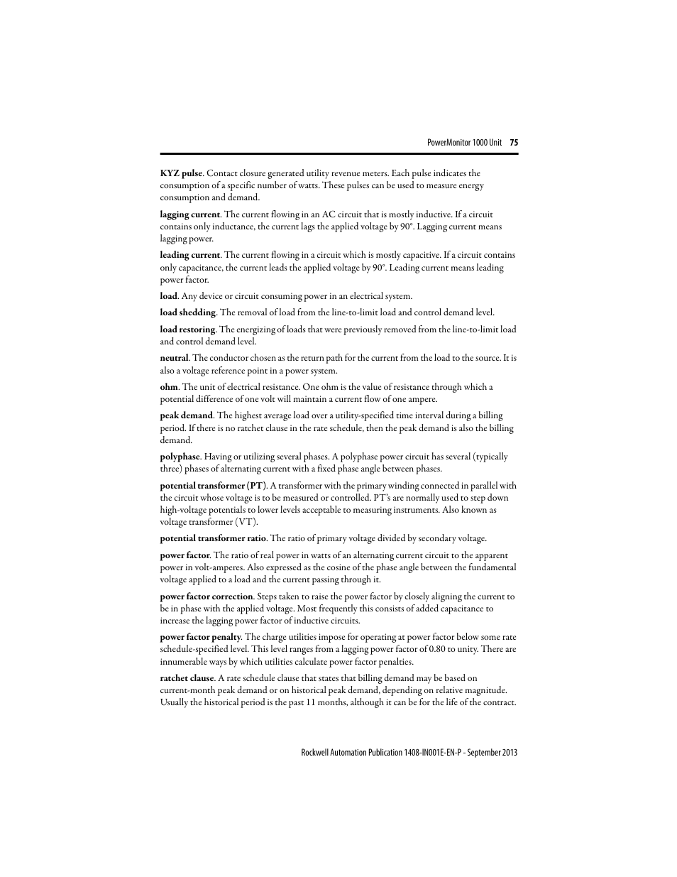 Rockwell Automation 1408-EMxx PowerMonitor 1000 Unit User Manual | Page 75 / 80
