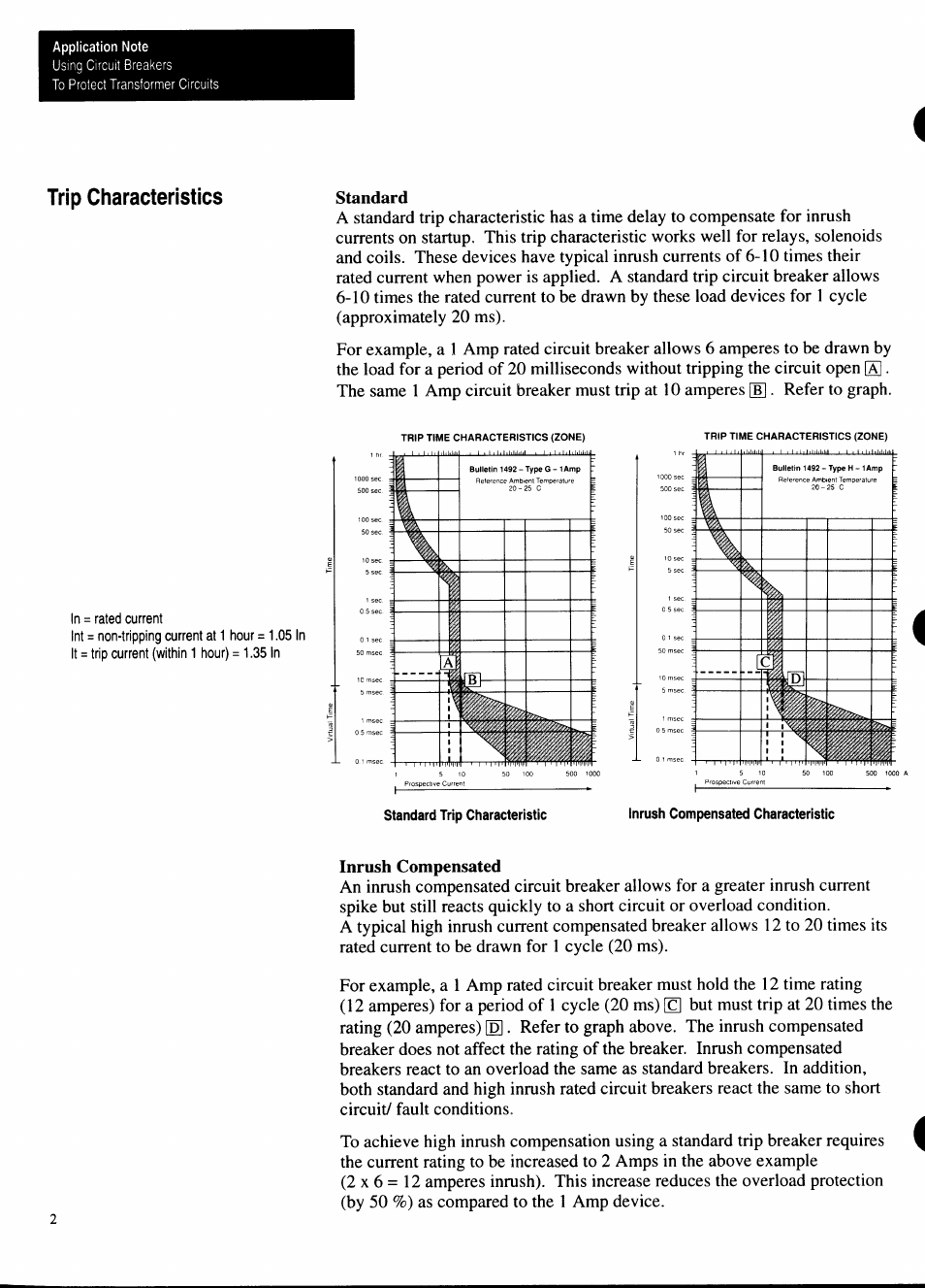 Trip charateristics, Inrush compensated | Rockwell Automation 1492 APPL.NOTE/PROTECT TRANS.CRCTS. User Manual | Page 2 / 4