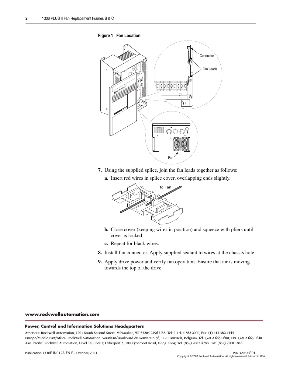 Rockwell Automation 1336F PLUS II Fan Replacement - Frames B C User Manual | Page 2 / 2