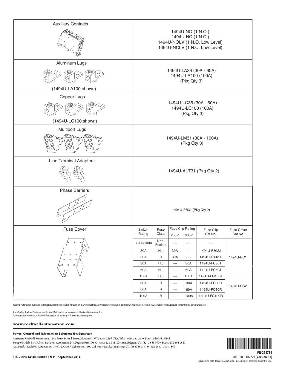 Rockwell Automation 1494U-D30_D60_D100 Universal Disconnect Switch Installation Instructions (30A, 60A, 100A) User Manual | Page 16 / 16