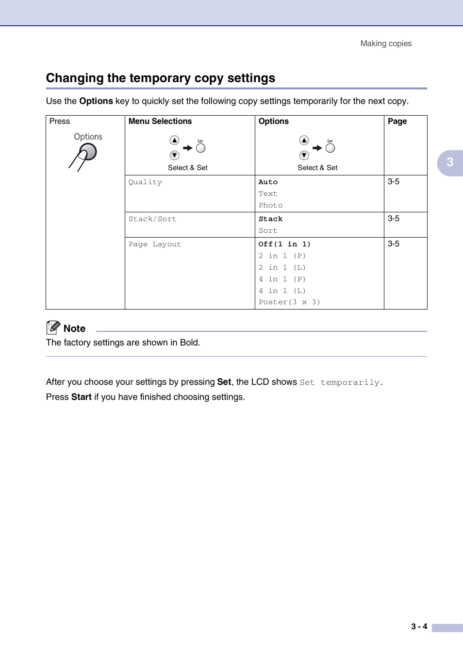 Changing the temporary copy settings, Changing the temporary copy settings -4, 3changing the temporary copy settings | Brother DCP-7020 User Manual | Page 31 / 79