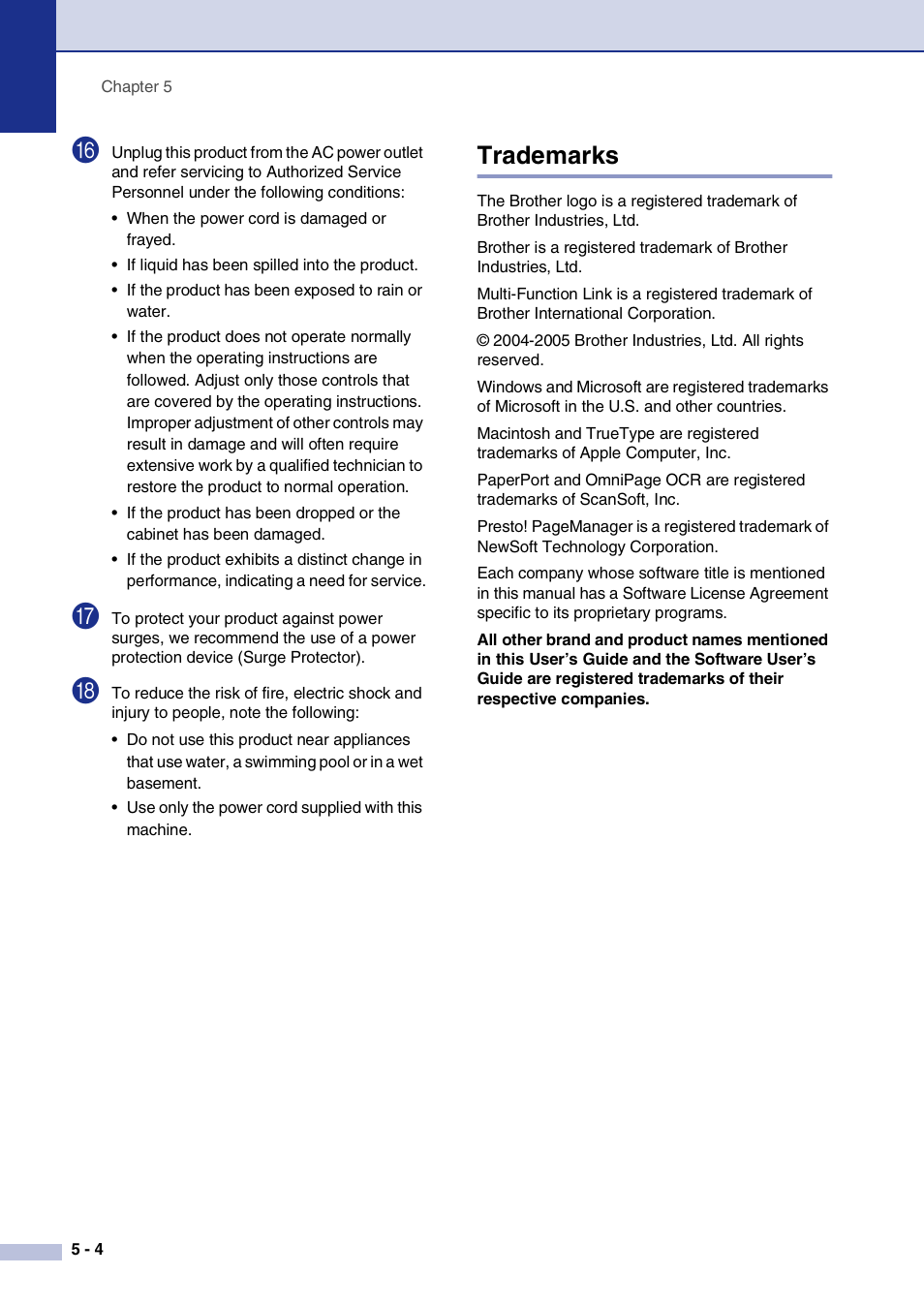 Trademarks, Trademarks -4 | Brother DCP-7020 User Manual | Page 40 / 79
