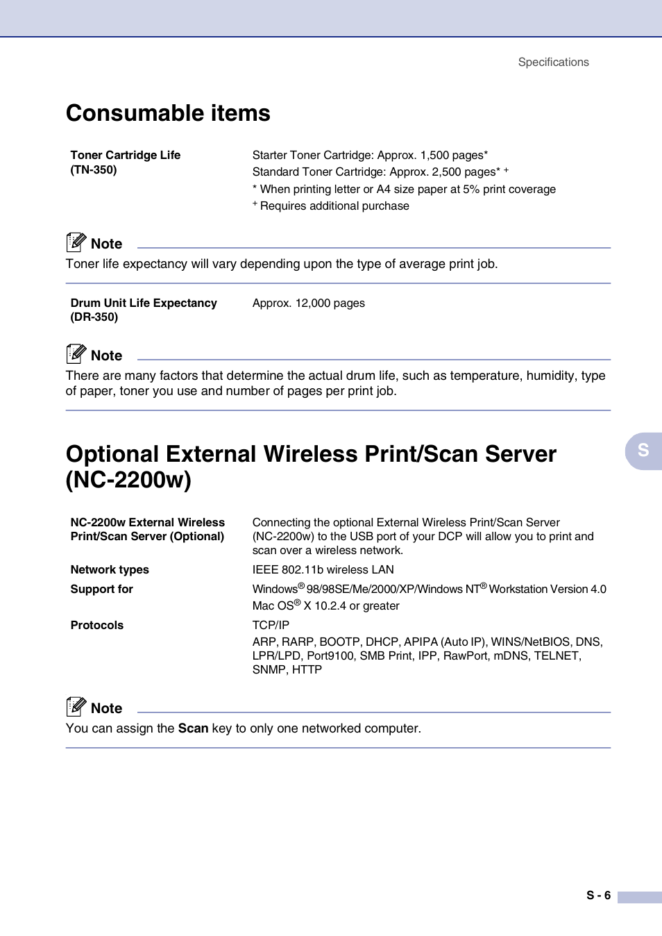 Consumable items | Brother DCP-7020 User Manual | Page 75 / 79