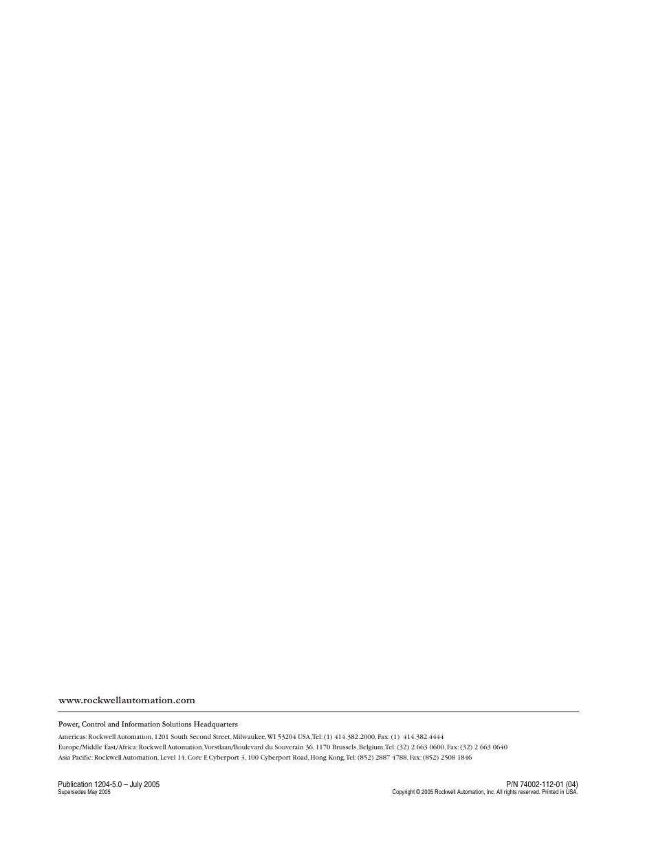 Back cover | Rockwell Automation 1204-TFB2 Terminator User Manual | Page 12 / 12
