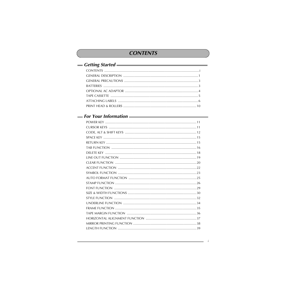 Brother P-TOUCH 1900 User Manual | Page 3 / 66
