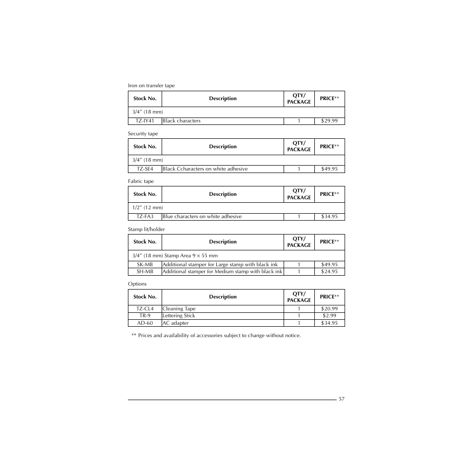 Brother P-TOUCH 1900 User Manual | Page 61 / 66