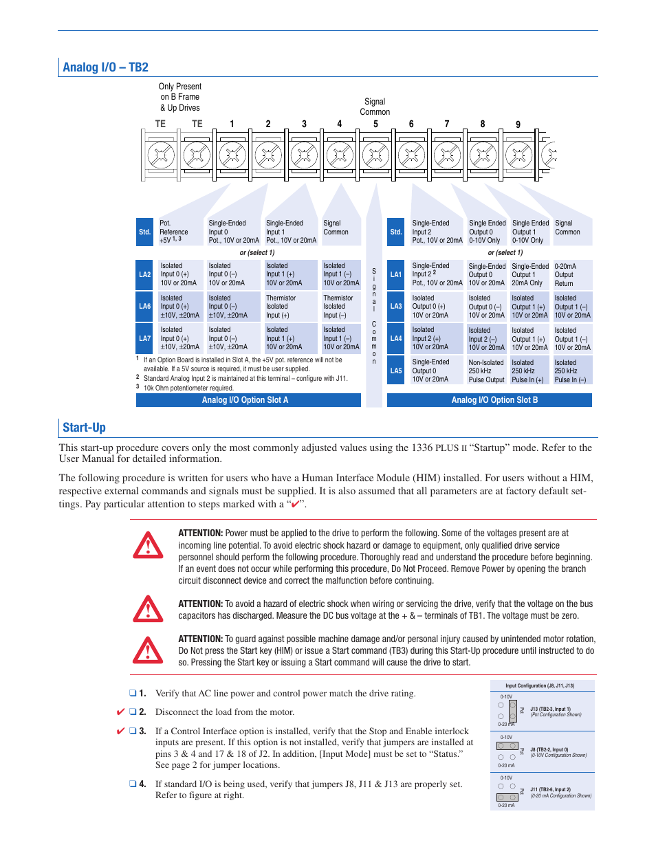 Analog i/o – tb2 start-up | Rockwell Automation 1336F PLUS II Quick Start Guide User Manual | Page 3 / 6