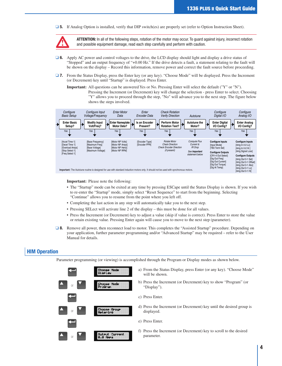 Quick start guide, Him operation 4, Plus | Rockwell Automation 1336F PLUS II Quick Start Guide User Manual | Page 4 / 6