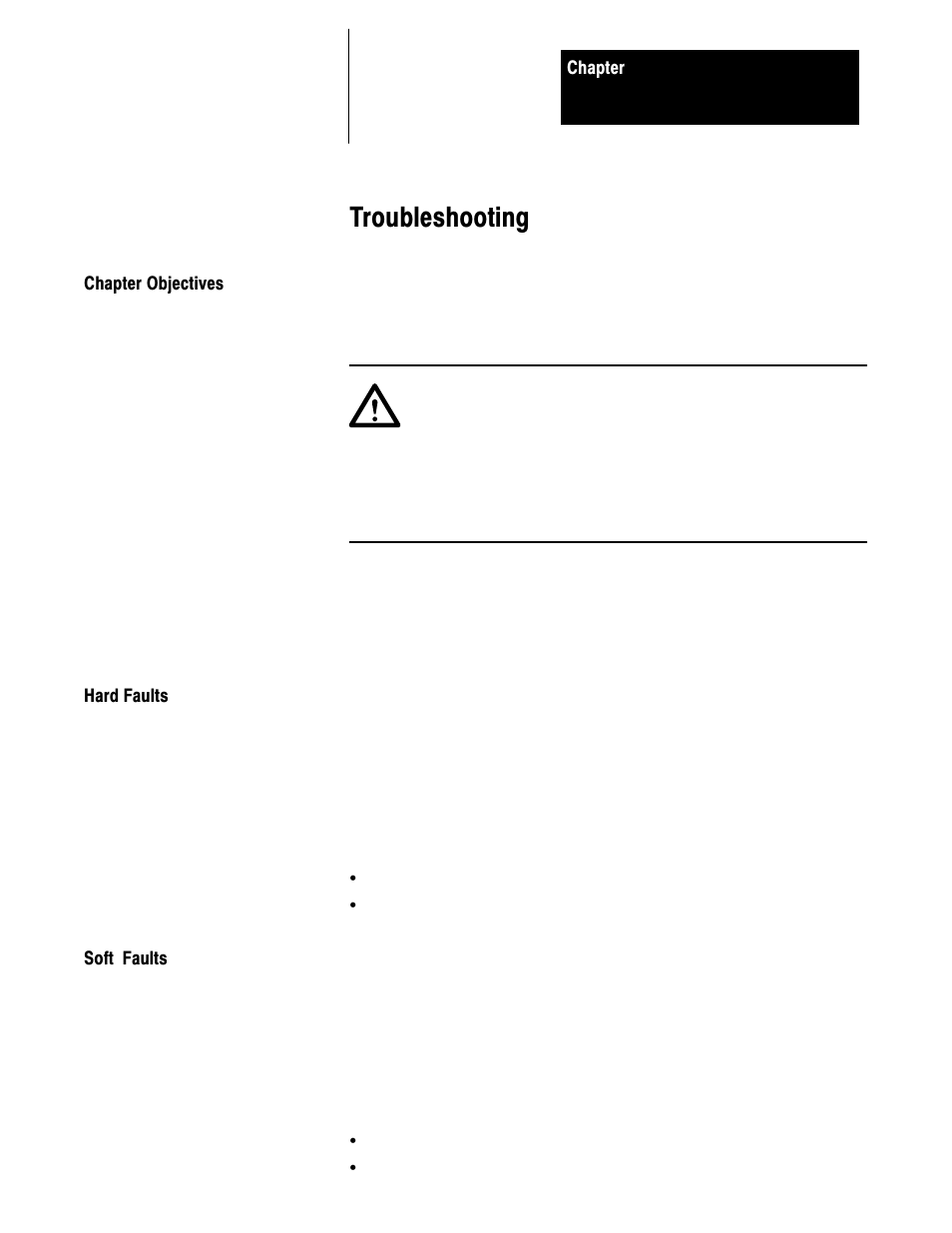 6 - troubleshooting, Chapter objectives, Hard faults | Soft faults, Troubleshooting | Rockwell Automation 1395 Multi-Comm Hardware/Software User Manual | Page 89 / 147