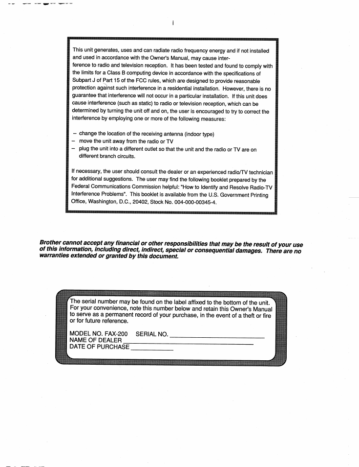 Brother FAX-200 User Manual | Page 3 / 52