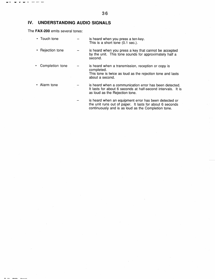 Iv. understanding audio signals | Brother FAX-200 User Manual | Page 45 / 52