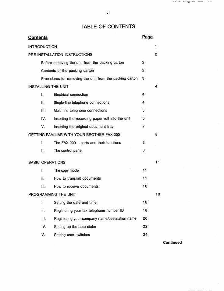 Brother FAX-200 User Manual | Page 8 / 52