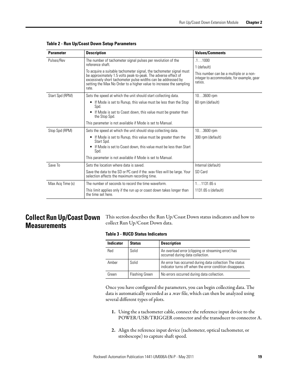 Collect run up/coast down measurements | Rockwell Automation 1441-DYN25-MRUC Run Up Coast Down Extension Module for the Dynamix 2500 User Manual | Page 19 / 50