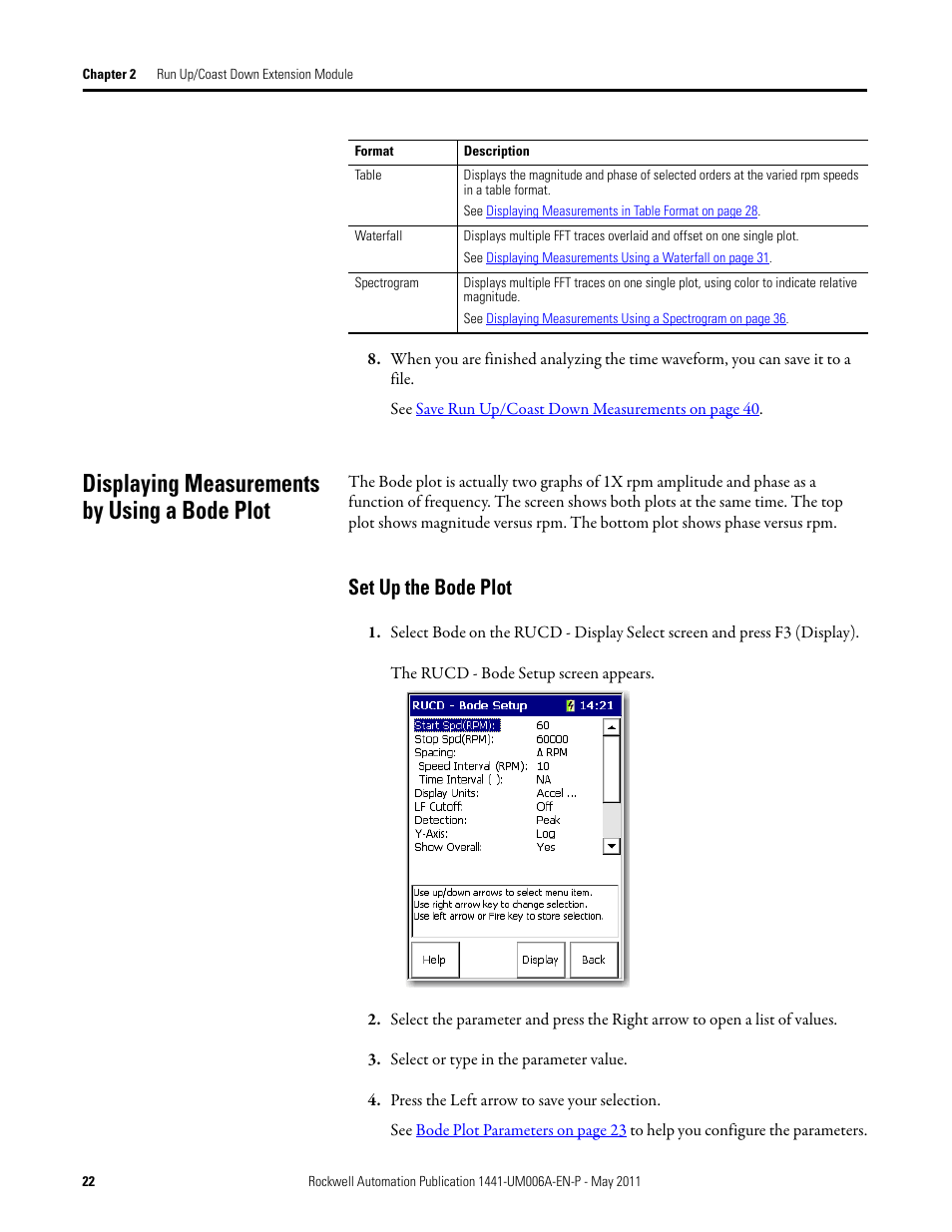 Displaying measurements by using a bode plot, Set up the bode plot | Rockwell Automation 1441-DYN25-MRUC Run Up Coast Down Extension Module for the Dynamix 2500 User Manual | Page 22 / 50