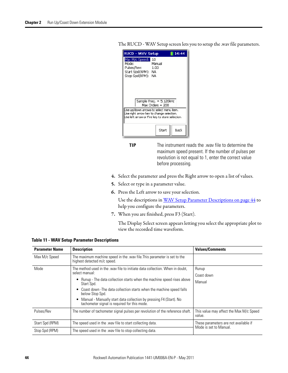 Rockwell Automation 1441-DYN25-MRUC Run Up Coast Down Extension Module for the Dynamix 2500 User Manual | Page 44 / 50