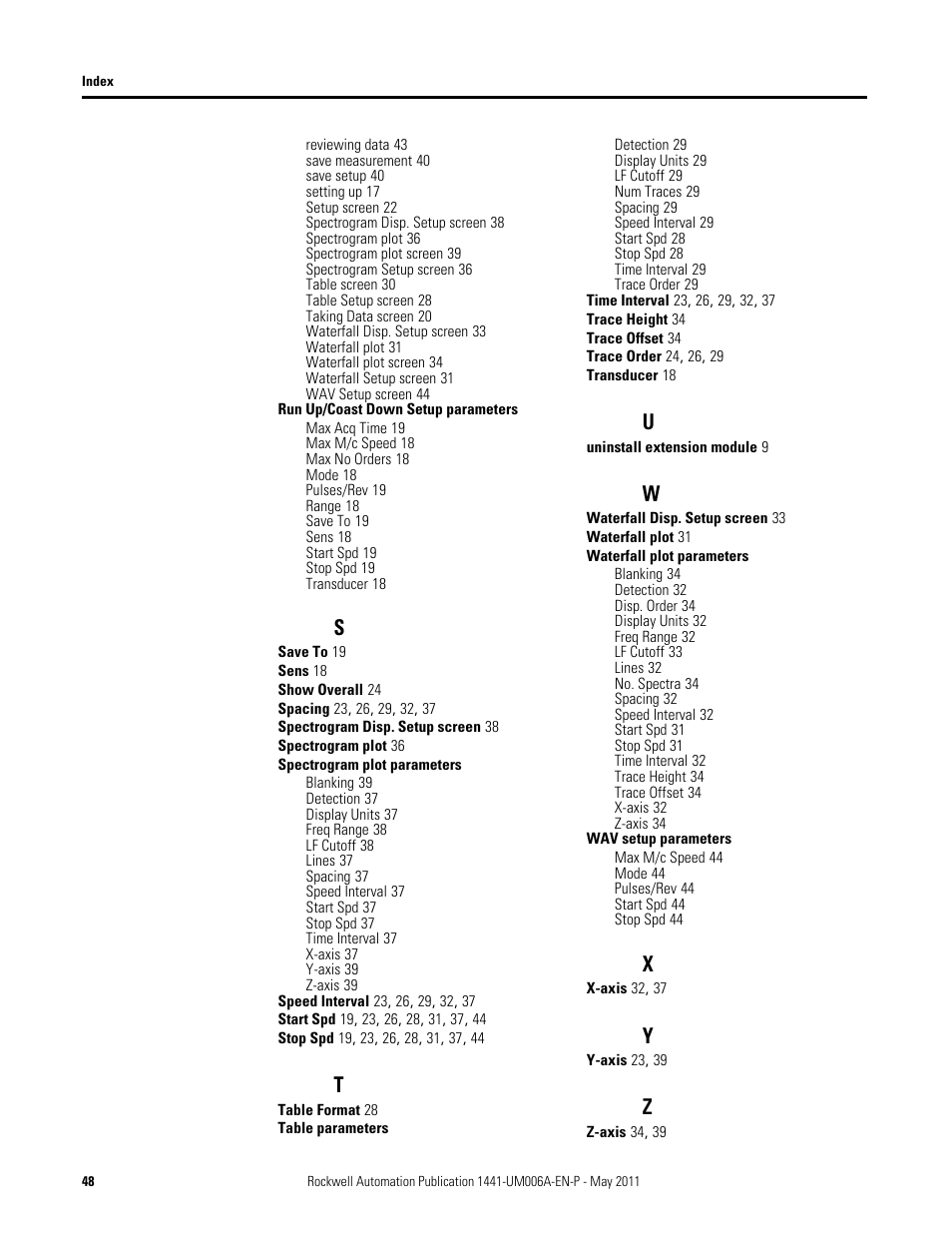 Rockwell Automation 1441-DYN25-MRUC Run Up Coast Down Extension Module for the Dynamix 2500 User Manual | Page 48 / 50