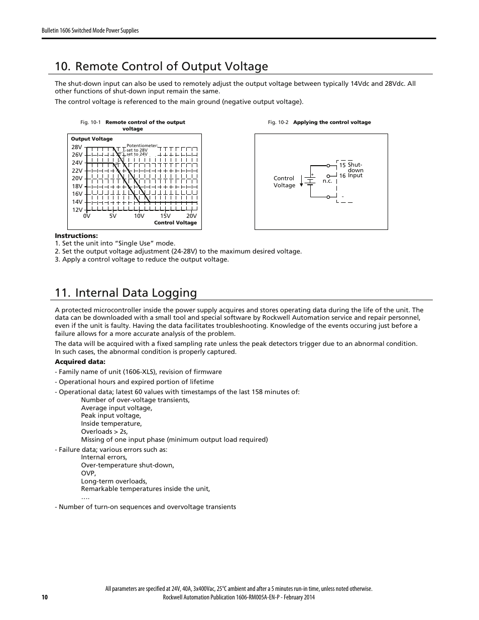 Remote control of output voltage, Internal data logging | Rockwell Automation 1606-XLS960E-3 Power Supply Reference Manual User Manual | Page 10 / 28