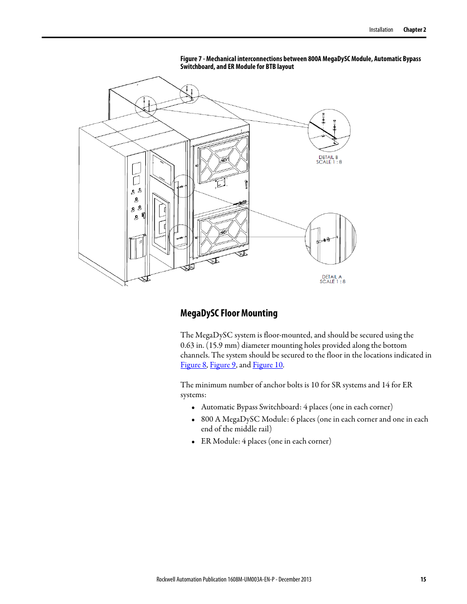 Megadysc floor mounting, Megadysc, Figure 7 | Rockwell Automation 1608M MegaDySC User Manual, 800 Amp - 208V User Manual | Page 15 / 54