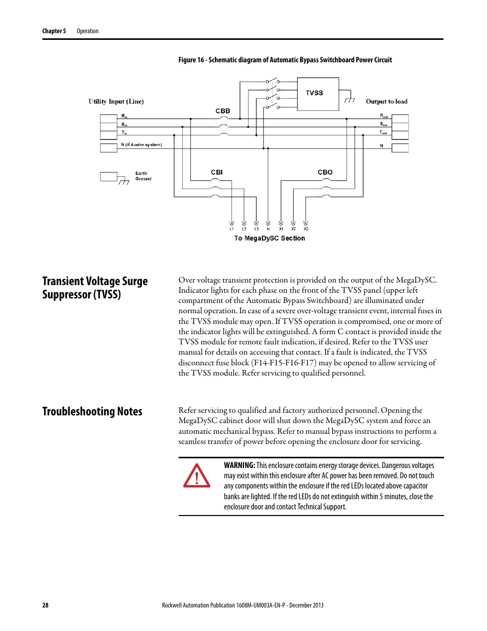 Transient voltage surge suppressor (tvss), Troubleshooting notes, Normal mode | Rockwell Automation 1608M MegaDySC User Manual, 800 Amp - 208V User Manual | Page 28 / 54