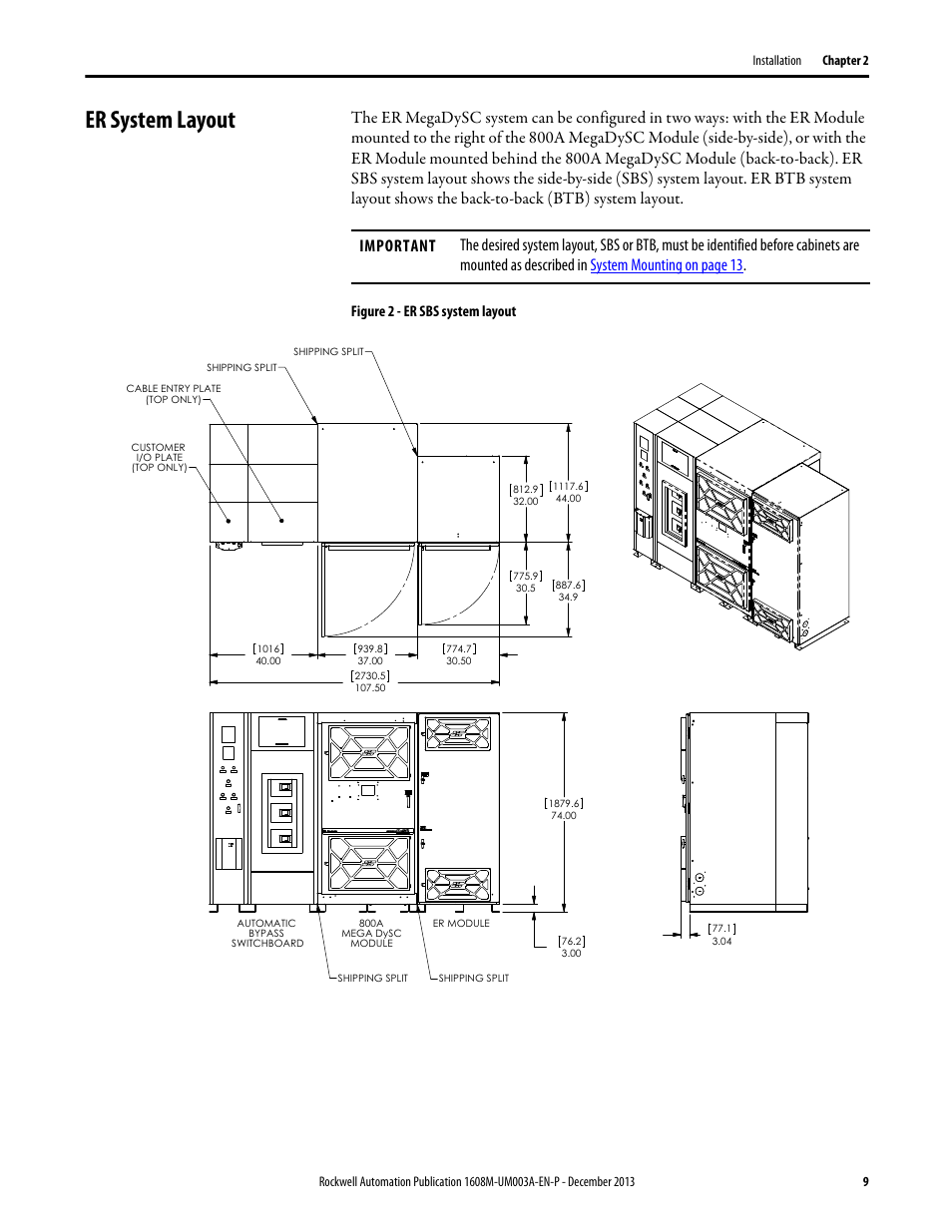 Er system layout, Figure 2 - er sbs system layout | Rockwell Automation 1608M MegaDySC User Manual, 800 Amp - 208V User Manual | Page 9 / 54