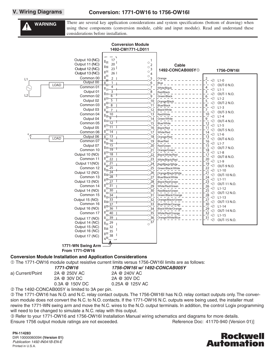 V. wiring diagrams | Rockwell Automation 1492-CM1771-LD0011F Field Wire Conversion Module User Manual | Page 4 / 4