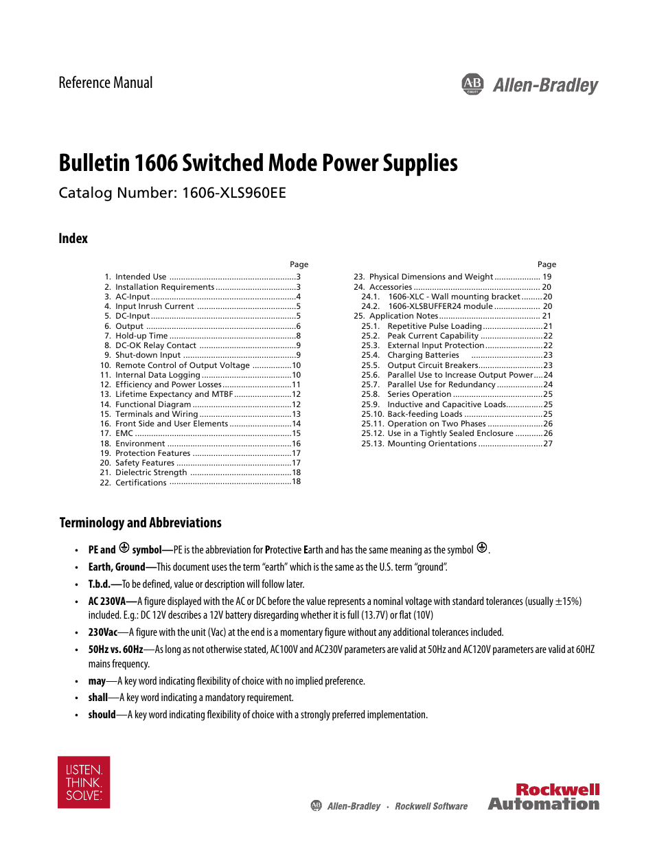 Rockwell Automation 1606-XLS960EE Power Supply Reference Manual User Manual | 28 pages