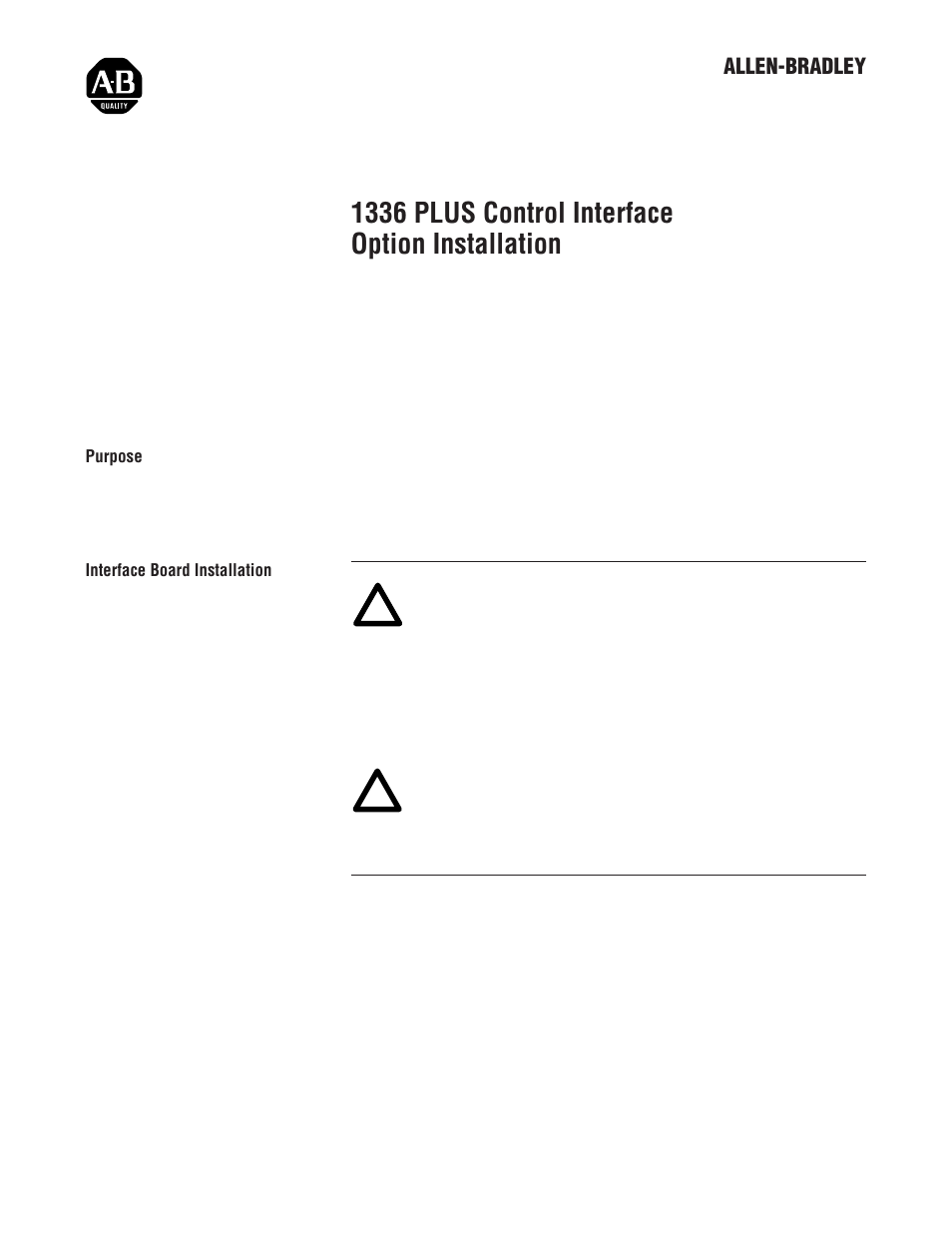 Rockwell Automation 1336S Control Interface Option User Manual | 2 pages