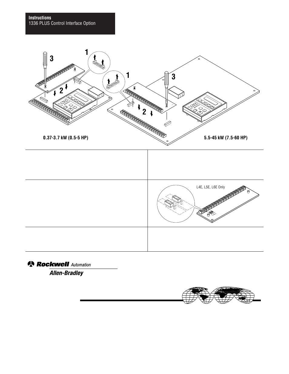 Worldwide representation, Instructions 1336 plus control interface option | Rockwell Automation 1336S Control Interface Option User Manual | Page 2 / 2
