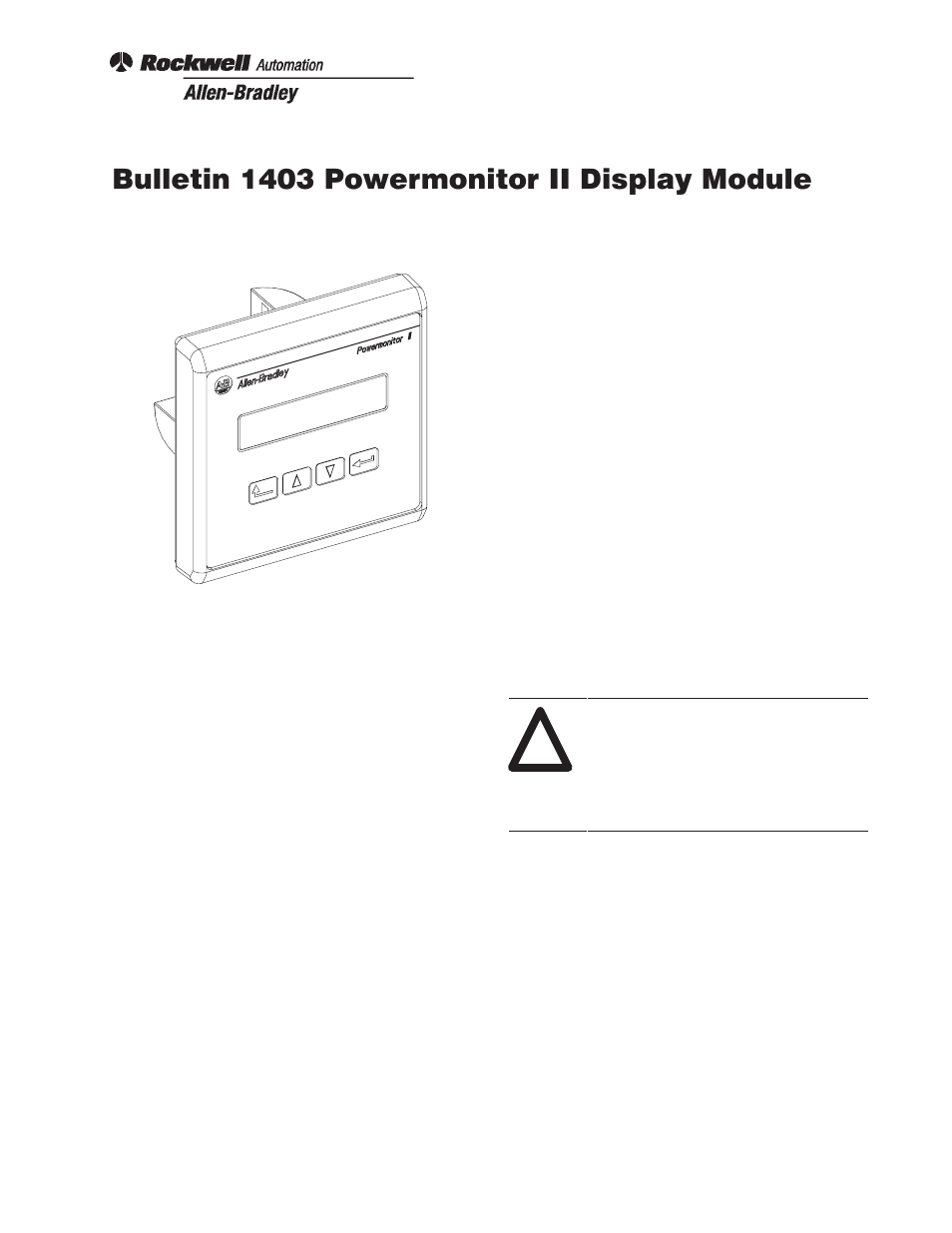 Rockwell Automation 1403-DMA_DMB PowerMonitor II Display Module User Manual | 4 pages