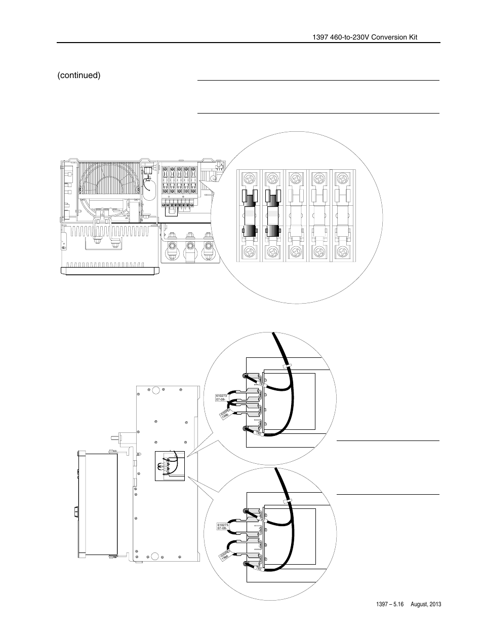 Installation, Ac input line control transformer set for 230v, Ac input line | Continued) | Rockwell Automation 1397 460 to 230V Conversion Kit - FC030-075 User Manual | Page 3 / 8