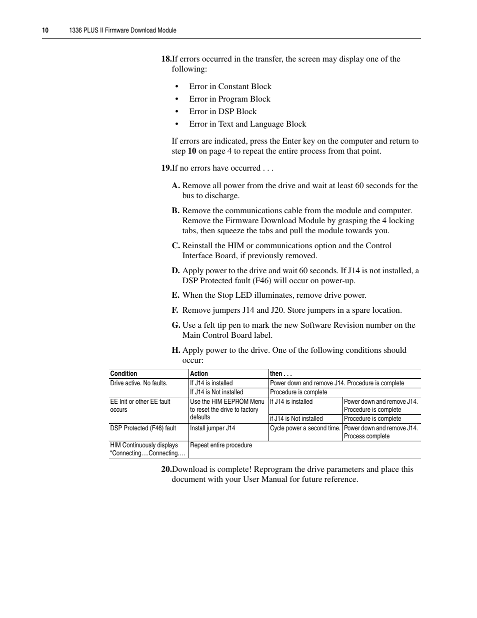Rockwell Automation 1336F PLUS II Firmware Download Module Inst. User Manual | Page 10 / 12