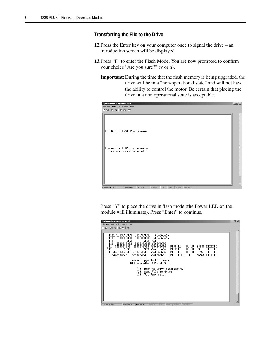 Transferring the file to the drive | Rockwell Automation 1336F PLUS II Firmware Download Module Inst. User Manual | Page 6 / 12