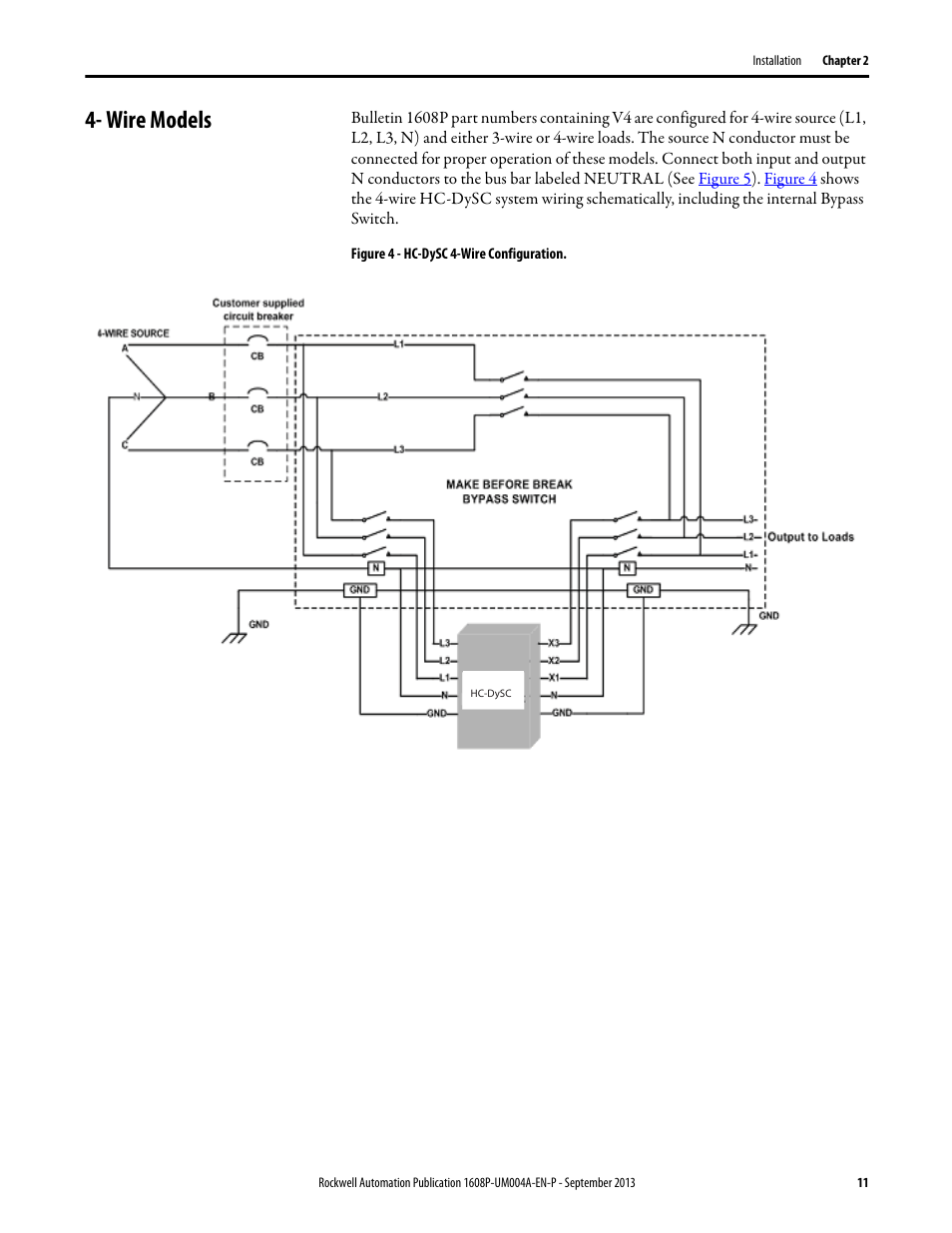 Wire models, Figure 4 - hc-dysc 4-wire configuration | Rockwell Automation 1608 HC-DySC User Manual, 200 A User Manual | Page 11 / 40