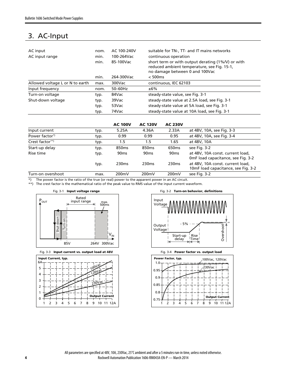 Ac-input | Rockwell Automation 1606-XLE480FP Power Supply Reference Manual User Manual | Page 4 / 26