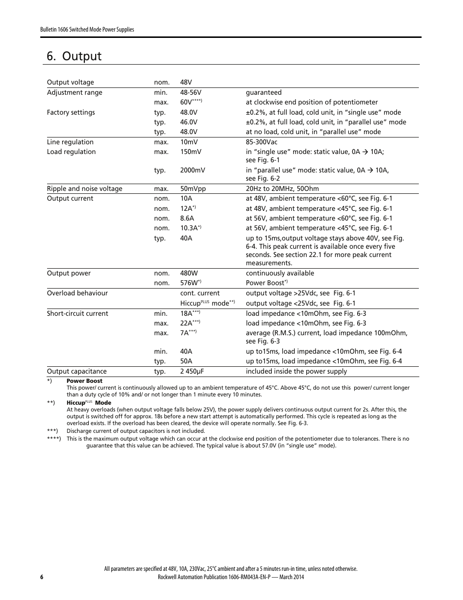 Output | Rockwell Automation 1606-XLE480FP Power Supply Reference Manual User Manual | Page 6 / 26