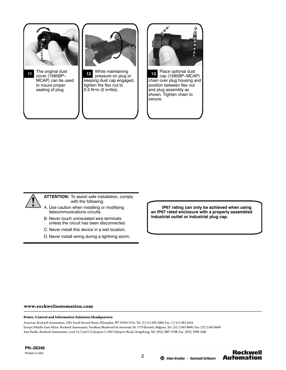 Rockwell Automation 1585BP UTP Plug Installation Instructions User Manual | Page 2 / 2