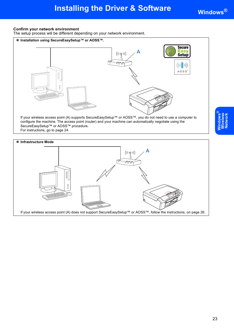 Installing the driver & software, Windows | Brother DCP-770W User Manual | Page 25 / 53