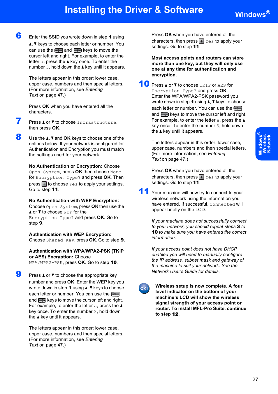 Installing the driver & software, Windows | Brother DCP-770W User Manual | Page 29 / 53