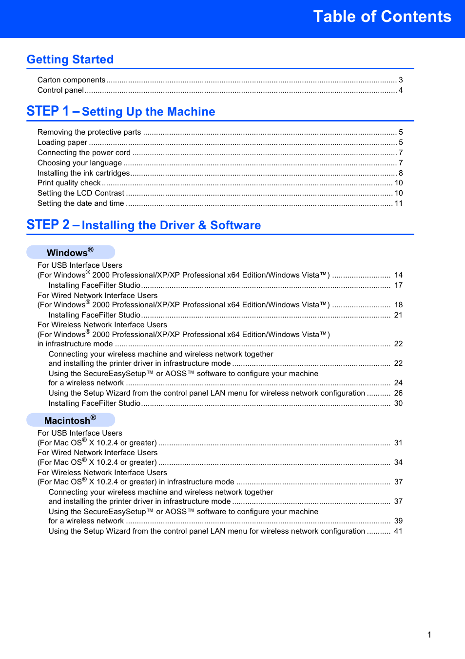 Brother DCP-770W User Manual | Page 3 / 53