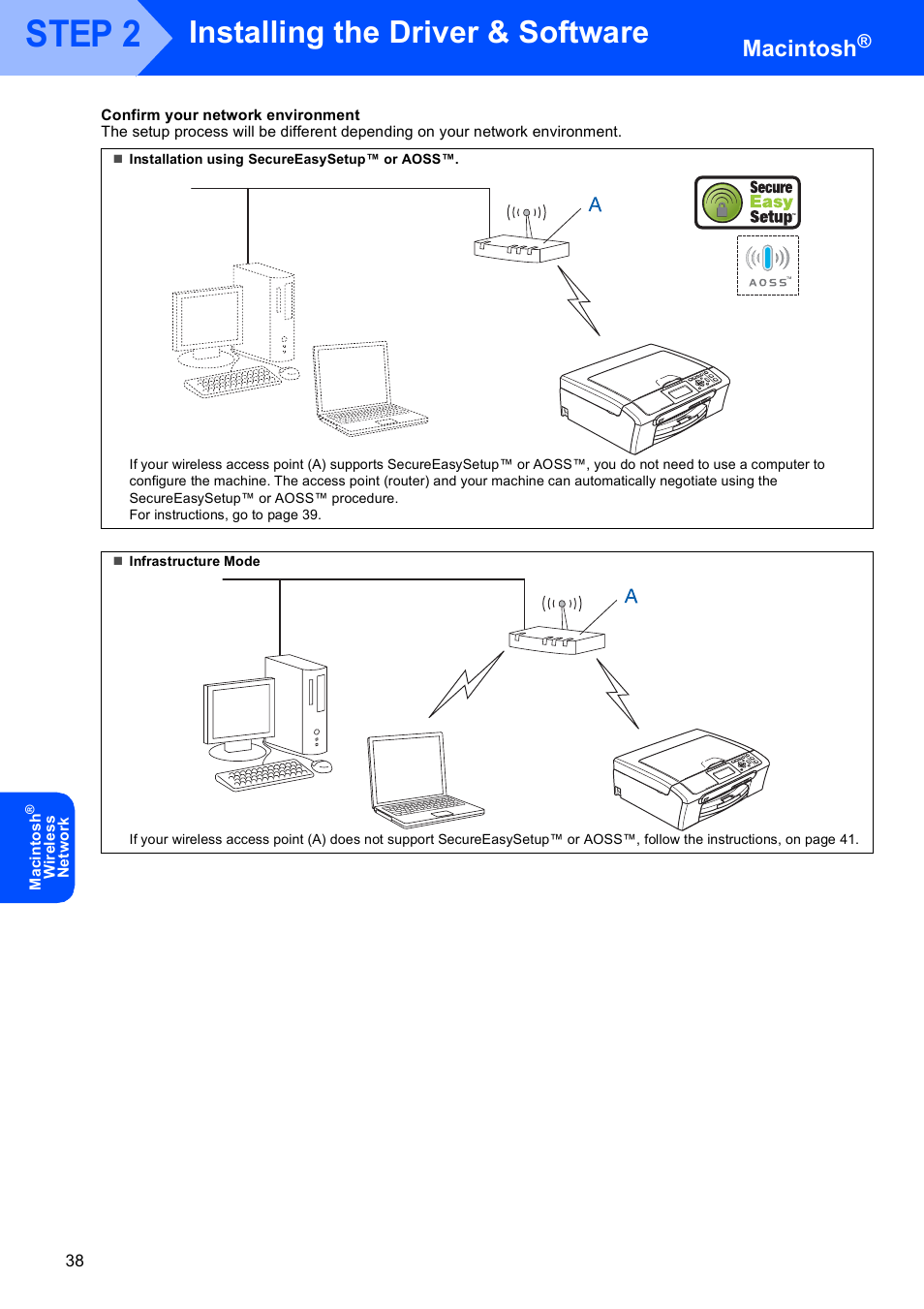 Step 2, Installing the driver & software, Macintosh | Brother DCP-770W User Manual | Page 40 / 53