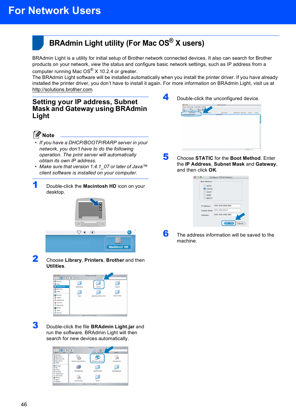 Bradmin light utility (for mac os® x users), Bradmin light utility (for mac os, X users) | For network users | Brother DCP-770W User Manual | Page 48 / 53