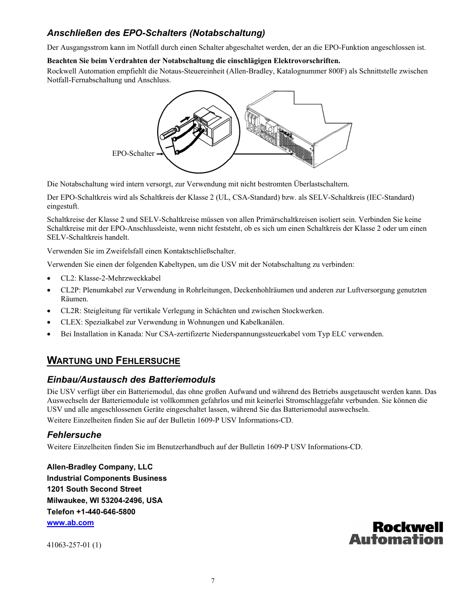 Rockwell Automation 1609-P5000E Uninterruptible Power Supply Quick Start Guide User Manual | Page 16 / 48