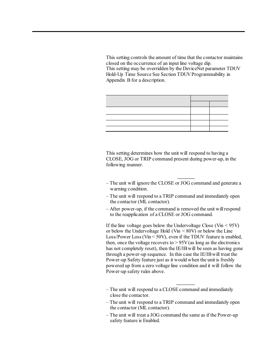 Table 8.e – tduv hold-up times, Dip sw2, Tduv hold-up time | 2 sec, 5 sec, 0 sec | Rockwell Automation 1503VC IntelliVAC Plus Contactor Control Module User Manual | Page 109 / 387