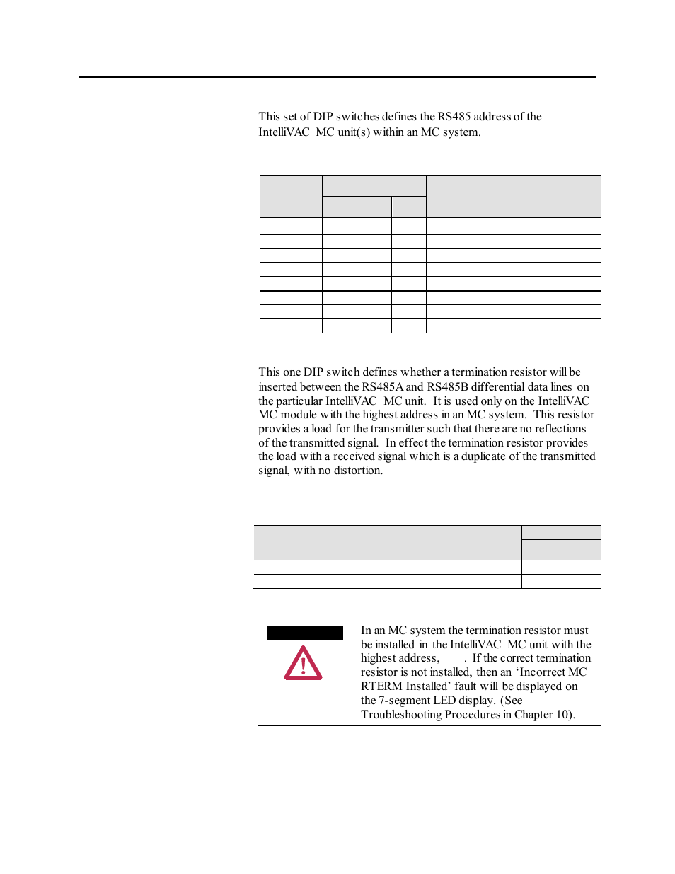 Mc rs485 addressing, Rs485 termination resistor | Rockwell Automation 1503VC IntelliVAC Plus Contactor Control Module User Manual | Page 111 / 387