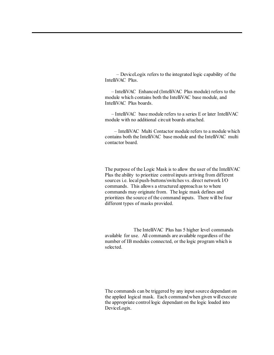 Chapter 9_devicelogix, Devicelogix, Logical masks | Important terms for logical masks, Start, Stop, Forward, Reverse, Chapter | Rockwell Automation 1503VC IntelliVAC Plus Contactor Control Module User Manual | Page 124 / 387