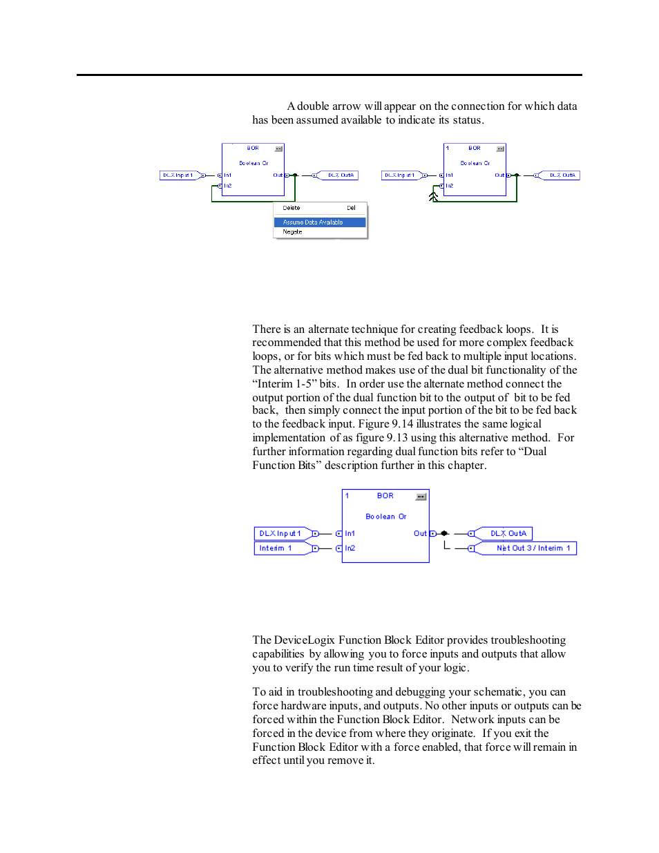 Figure 9.13 – assume data available, Assume data available (alternate method), Forcing | Rockwell Automation 1503VC IntelliVAC Plus Contactor Control Module User Manual | Page 148 / 387