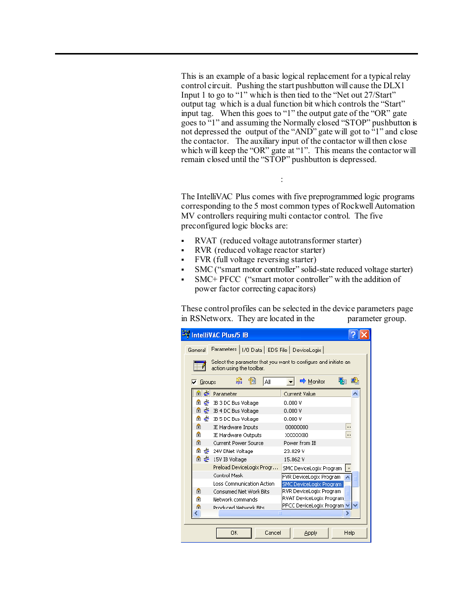 Pre configured logic mode, Figure 9.20 – select pre-configured logic program | Rockwell Automation 1503VC IntelliVAC Plus Contactor Control Module User Manual | Page 161 / 387