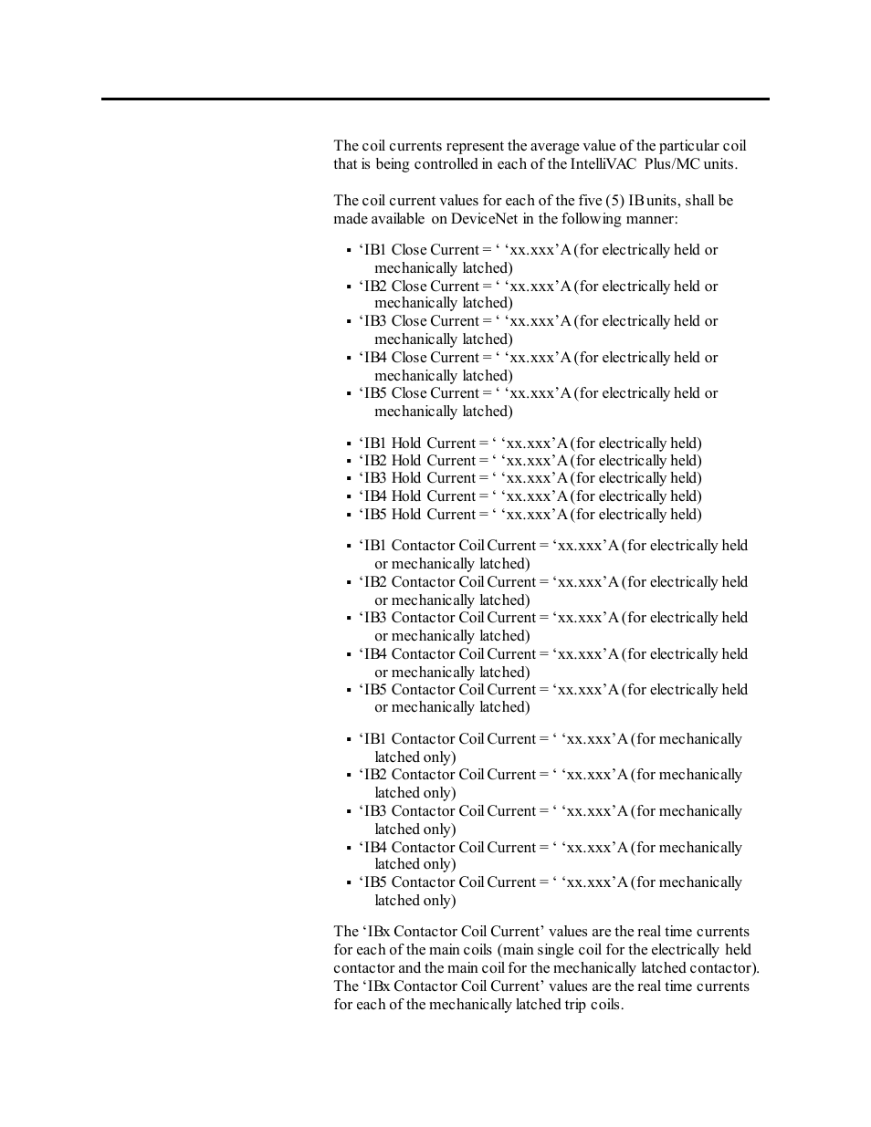 Coil currents | Rockwell Automation 1503VC IntelliVAC Plus Contactor Control Module User Manual | Page 38 / 387