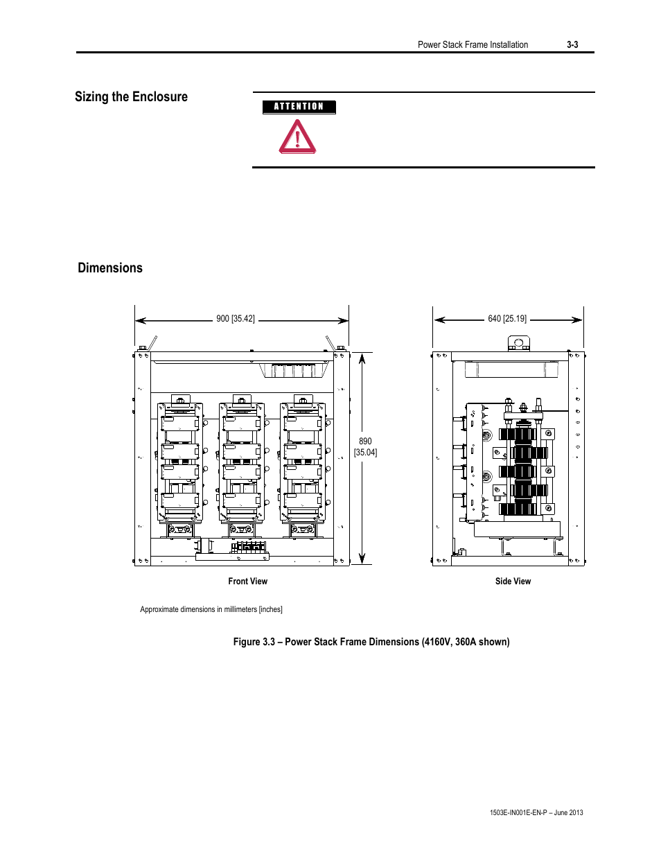 Dimensions, Sizing the enclosure | Rockwell Automation MV SMC Flex OEM Components User Manual | Page 11 / 61