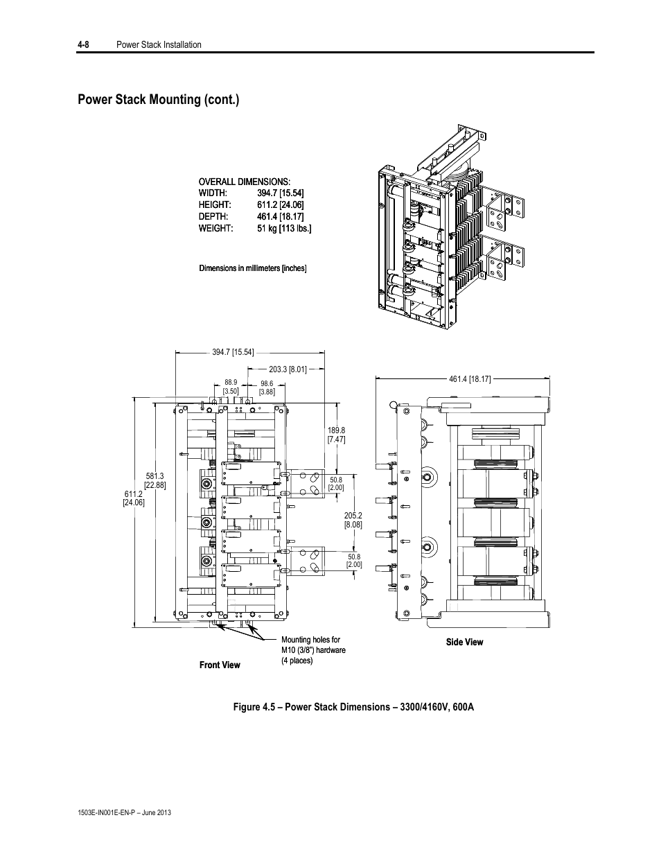 Power stack mounting (cont.) | Rockwell Automation MV SMC Flex OEM Components User Manual | Page 24 / 61